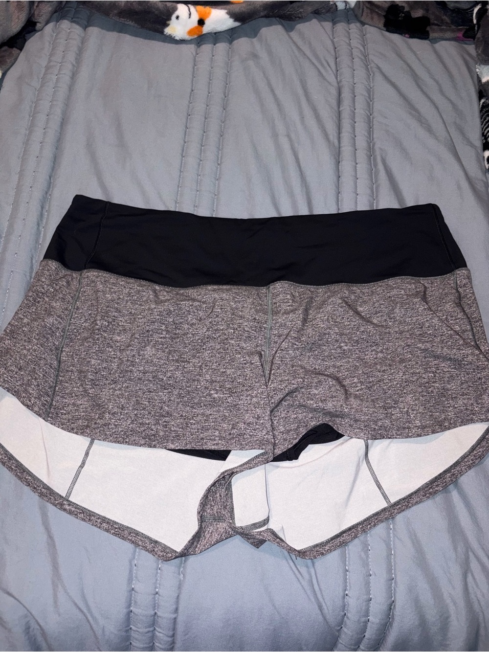 NWOT Lululemon size 14 Women’s Gray Athletic Shorts with Black Waistband